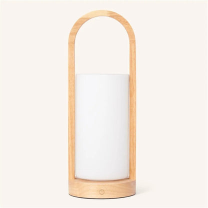 Light Brown Wooden Table Lamp - Cordless Rechargeable Dimmable