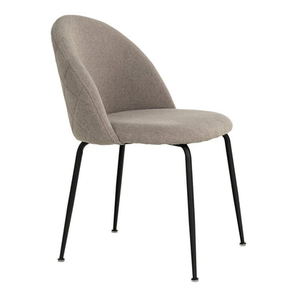 Fabric Dining Chairs - Stone, Black Metal Legs - Set of 2