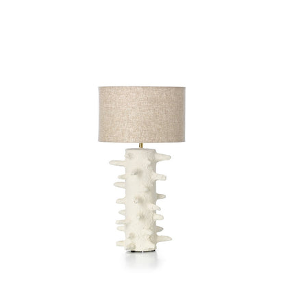 Papier-Mâché Table Lamp – White Spiked Accent Lighting, Medium