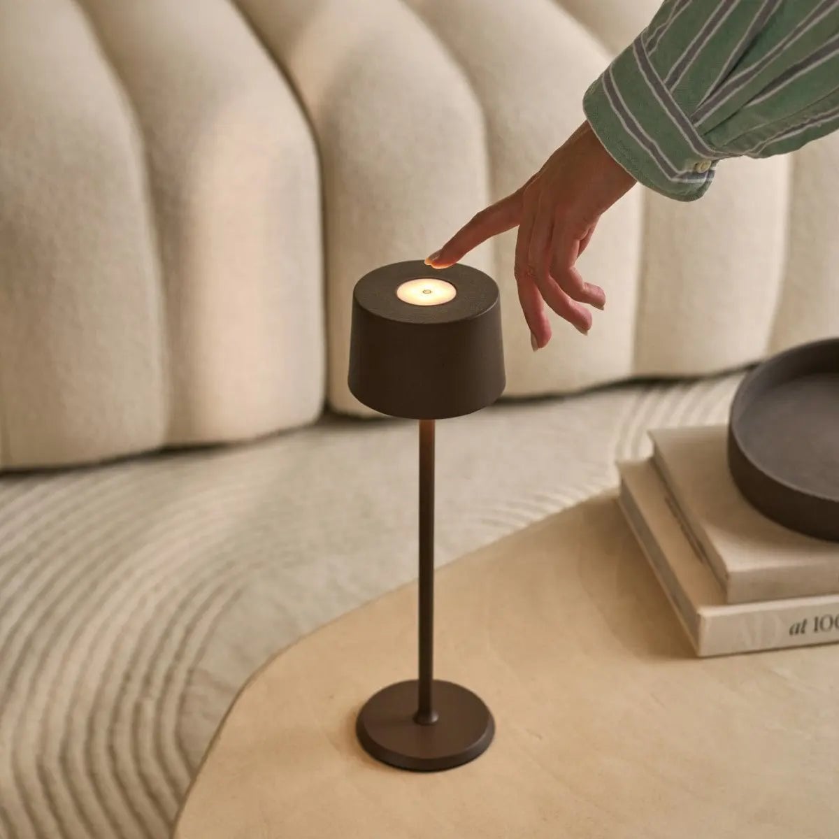 David Mocha Brown Rechargeable Table Lamp 2 in 1 with Adjustable Height | Dimmable & Cordless