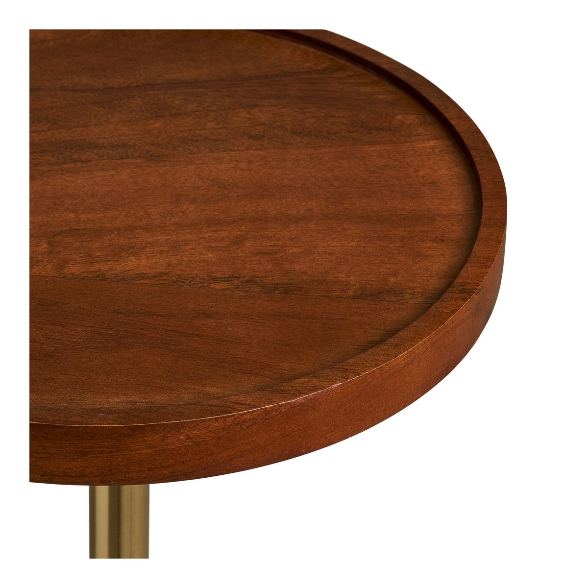 Mango Wood Side Table - Black & Brass Accent - 30x56 cm