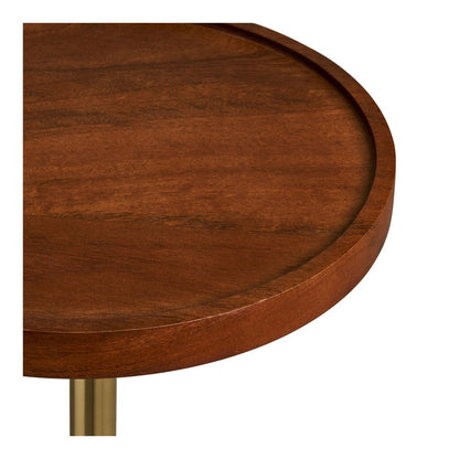 Mango Wood Side Table - Black & Brass Accent - 30x56 cm