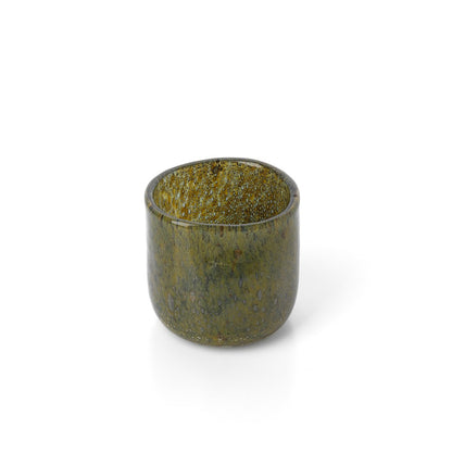 Green Glass Tea Light Candle Holder - Forest Design