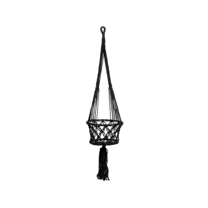 El Macrame Plant Holder - Black - M