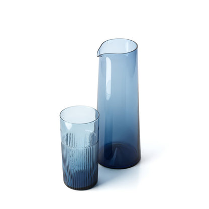 Recycled Glass Carafe - Blue Water Pitcher for Sustainable Living