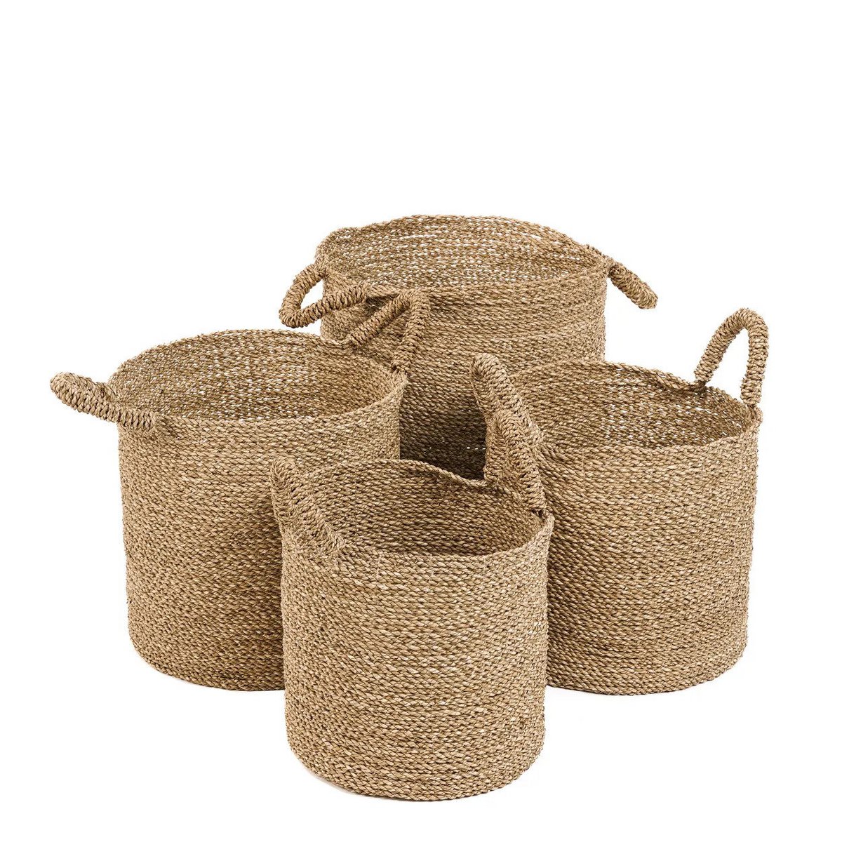 Seagrass Storage Basket - Woven Basket with Handles - Natural - M