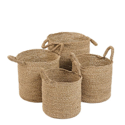 Seagrass Storage Basket - Woven Basket with Handles - Natural - M