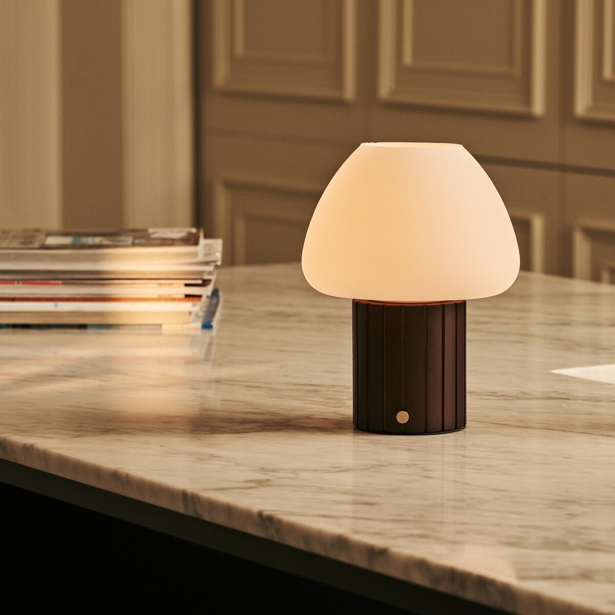 Dark Brown Rechargeable Table Lamp | Modular Lampshade, Dimmable & 3 Light Colors