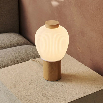 Lot Light Brown Wooden Lamp | Glass Shade & Unique Design