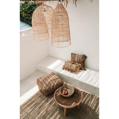 Cotton Boho Cushion Cover - Beige & Black - 40x40 cm