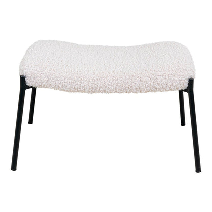 White Lambskin Footrest With Black Metal Legs – 61x41x36 cm