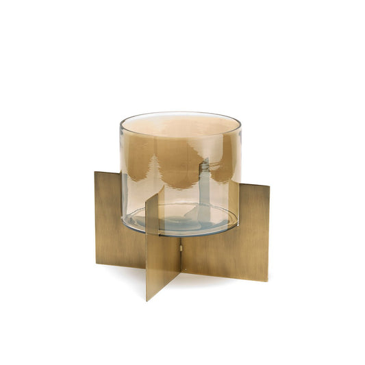 Κερί Tea Light από Αλουμίνιο και Γυαλί - Χρυσό Hurricane X, Χαμηλό