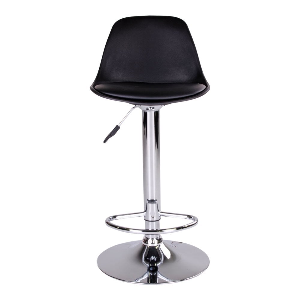 PU Leather Bar Stools - Black Trondheim Set of 2, Adjustable Height