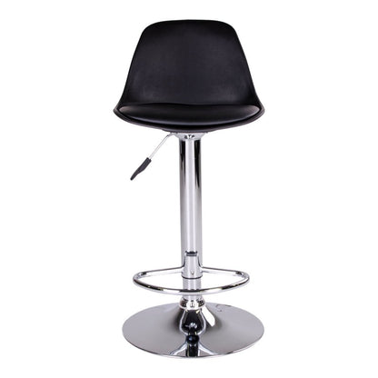 PU Leather Bar Stools - Black Trondheim Set of 2, Adjustable Height