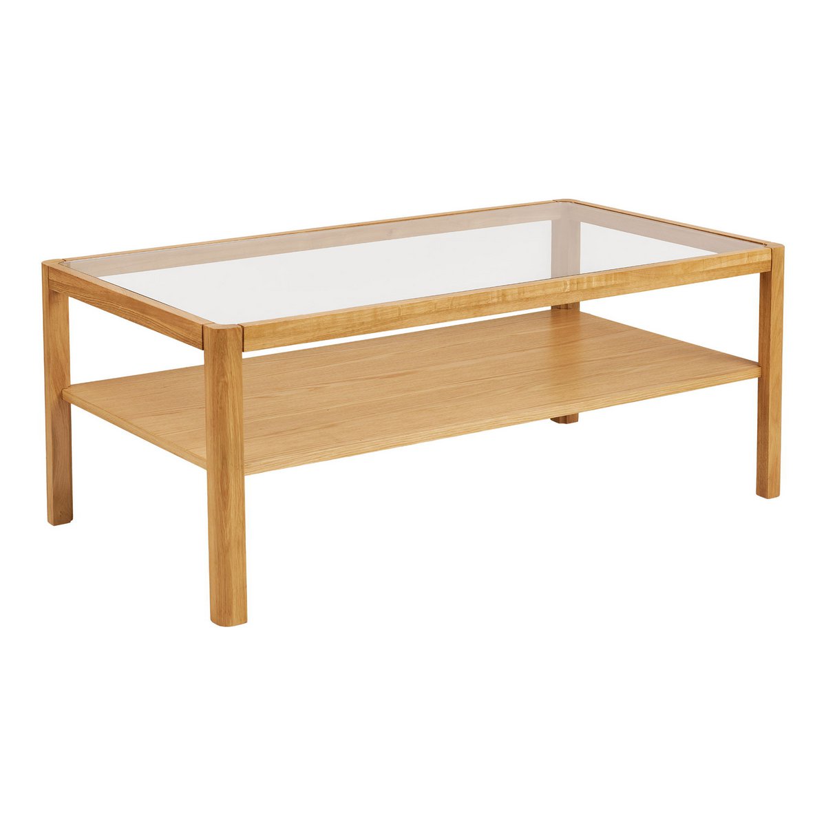 Lourmarin Coffee table, oak/oak veneer/tempered glass, natural, 110x60x45 cm