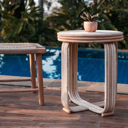 Rattan Side Table End Table - 50cm Accent Couch Table Kanthi