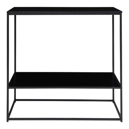 Black Console Table - Modern Design with Open Shelves
