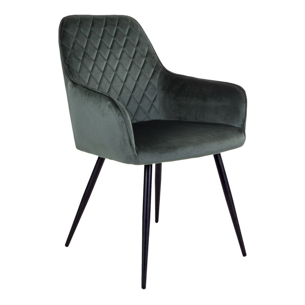 Silla de comedor Harbo - Terciopelo, acero, verde - Juego de 2