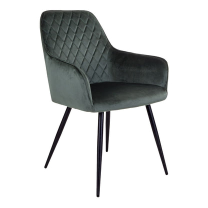Silla de comedor Harbo - Terciopelo, acero, verde - Juego de 2