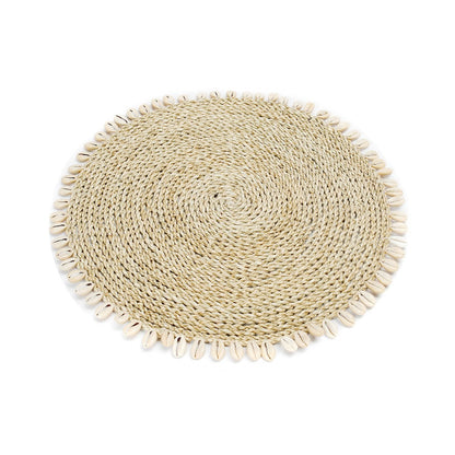Seagrass Placemat with Shells - Natural Coastal Table Decor