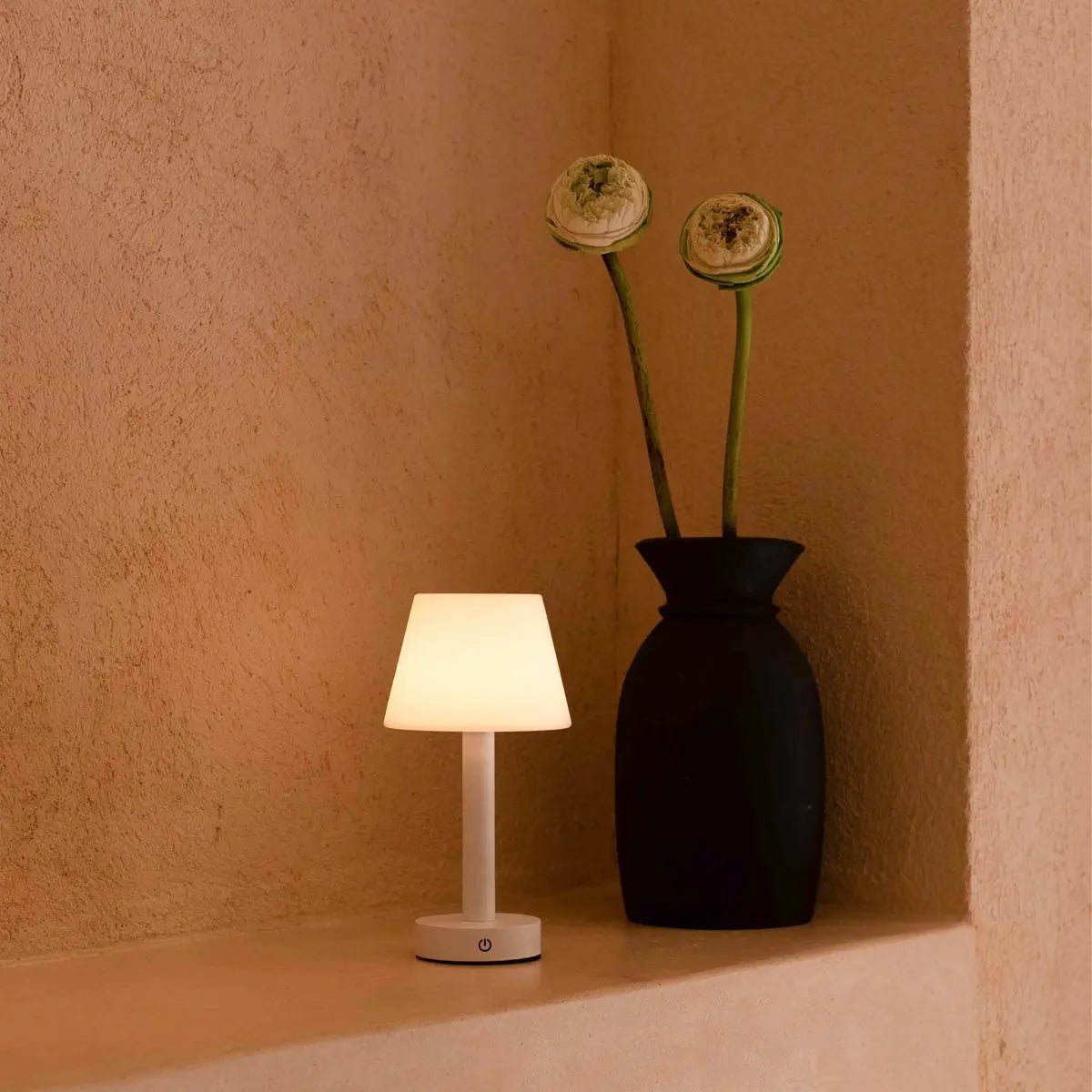 Zoë White Wooden Rechargeable Table Lamp | Dimmable, USB-C & Up to 80 Hours of Battery Life