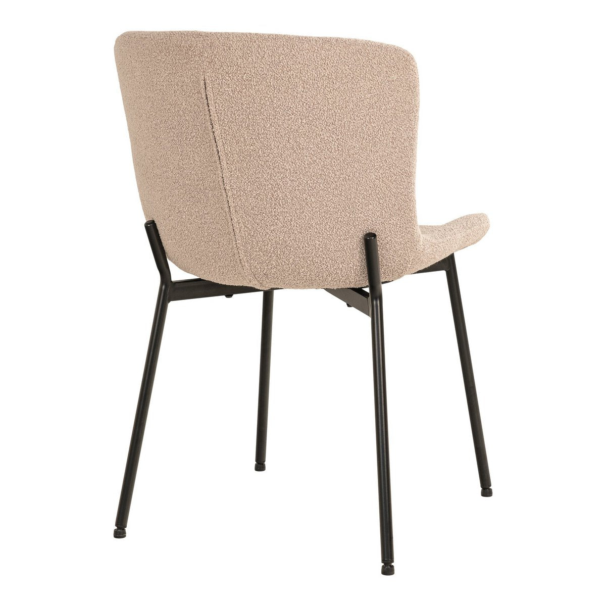 Bouclé Dining Chairs - Beige, Black Legs - Modern Set of 2