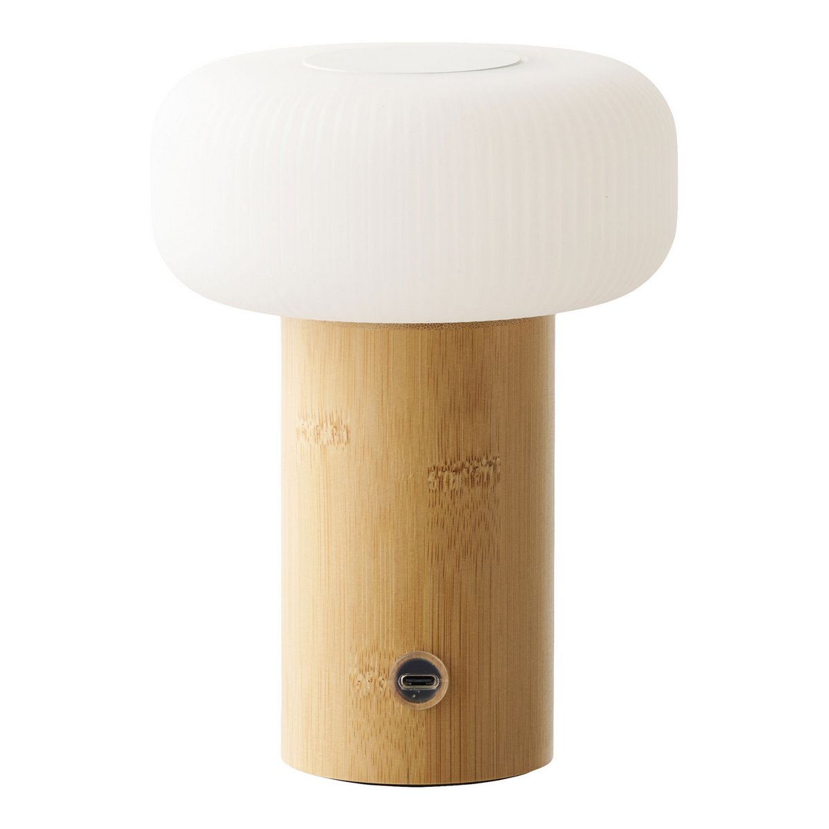 Stafford Table lamp, bamboo/metal/PE, rechargeable, natural, white