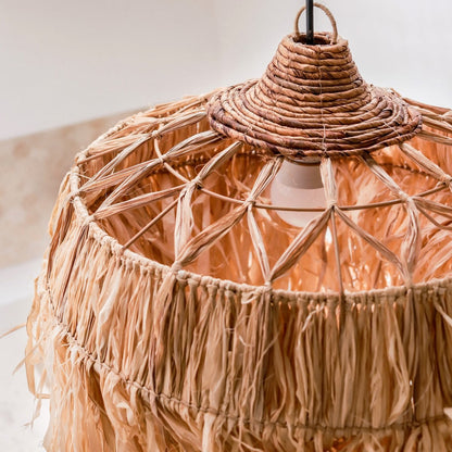 Raffia Lamp with Long Fringes | Lampshade | Pendant Lamp KAWI (2 sizes)