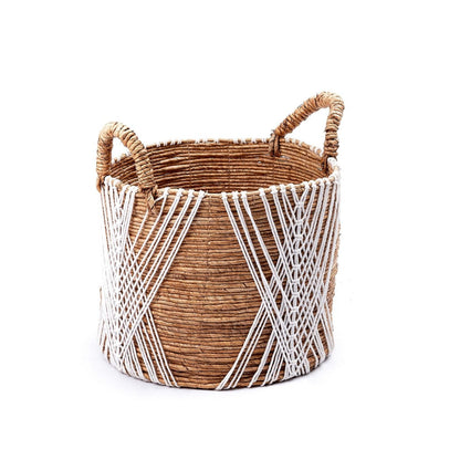 Banana Fibre Storage Basket – Handwoven Laundry & Plant Organizer – Natural