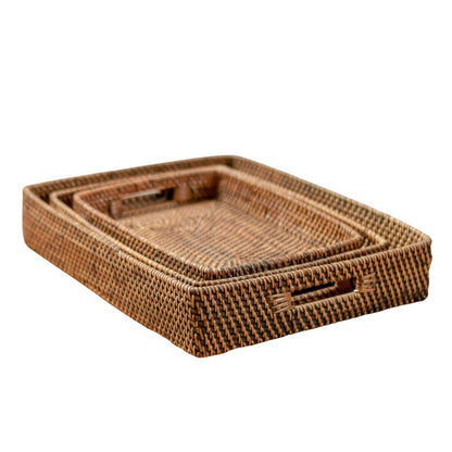 Rattan Serving Tray - Large Decorative Tray - Amahai Brown