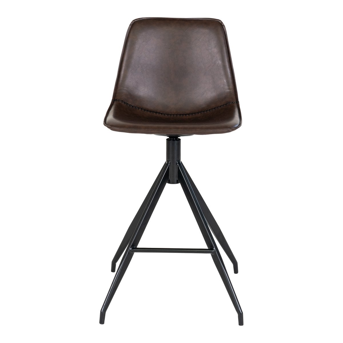 PU Leather Counter Chairs - Brown Steel Frame, Modern Bar Stools, Set of 2