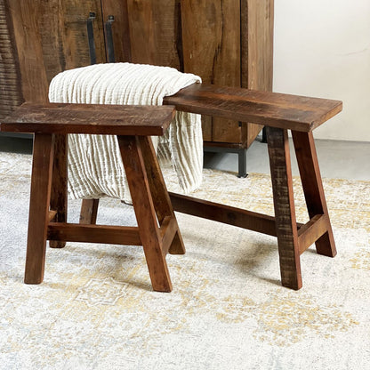 Reclaimed Wood Bench - Industrial Bus Stop Style Seating