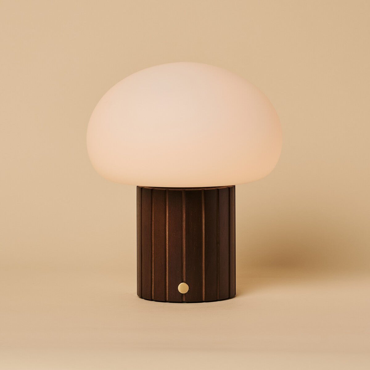 Cordless Table Lamp - Dark Brown Rechargeable Lamp with Glass Shade