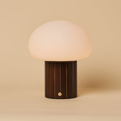 Cordless Table Lamp - Dark Brown Rechargeable Lamp with Glass Shade