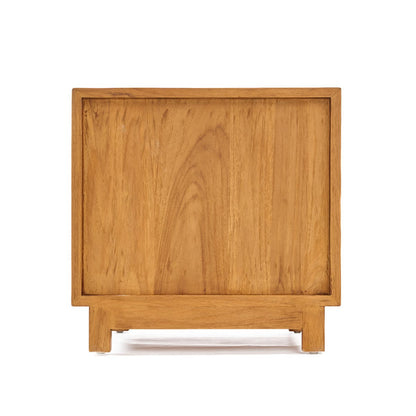 Rattan Nightstand Natural Teak – Woven Bedside Table with Drawers