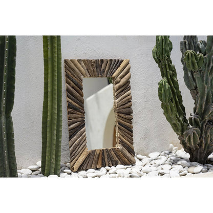 Driftwood Framed Wall Mirror - Natural Coastal Decor - Medium