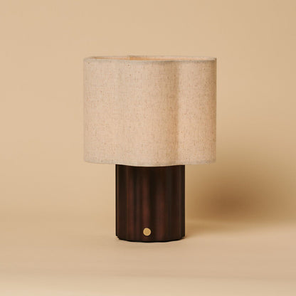 Yalisa Dark Brown Rechargeable Table Lamp | Modular, Linen Blend & Dimming Function