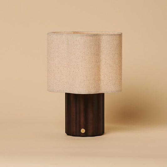 Yalisa Dark Brown Rechargeable Table Lamp | Modular, Linen Blend & Dimming Function