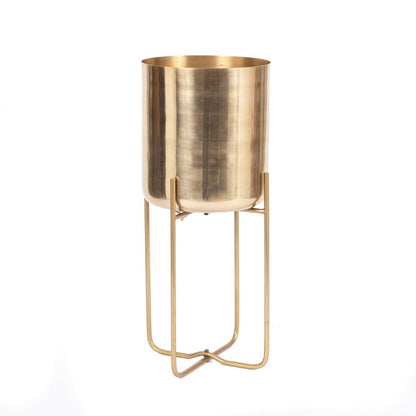 Brass Planter on Stand - Large - Modern Indoor Plant Display