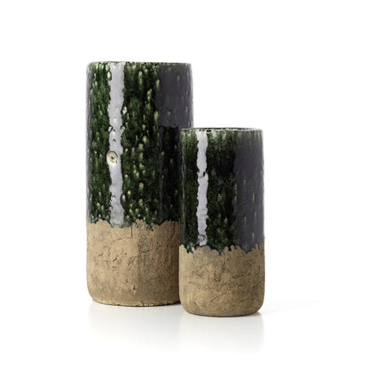 The Moss Cylinder Vase - Concrete Green - M