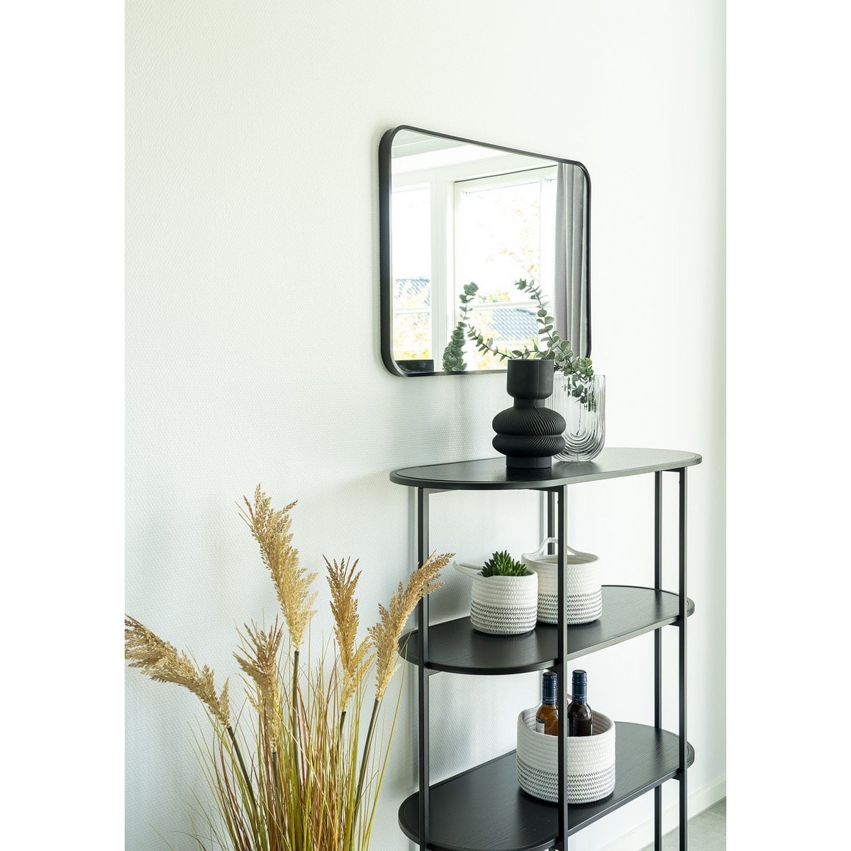 Black Steel Wall Shelf – Modern Display Shelf, 85x36x111 cm
