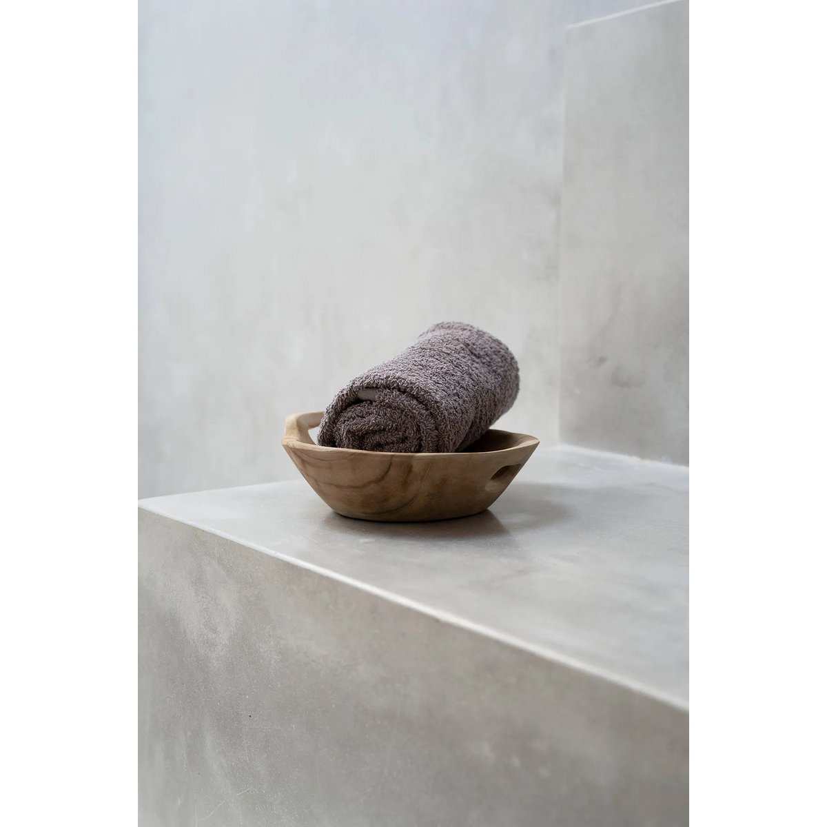 Teak Wood Bowl Tray - Natural Serving Tray with Grips