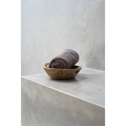 Teak Wood Bowl Tray - Natural Serving Tray with Grips
