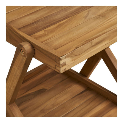 Teak Tea Trolley – Natural Wood Serving Cart, 86x50x81 cm