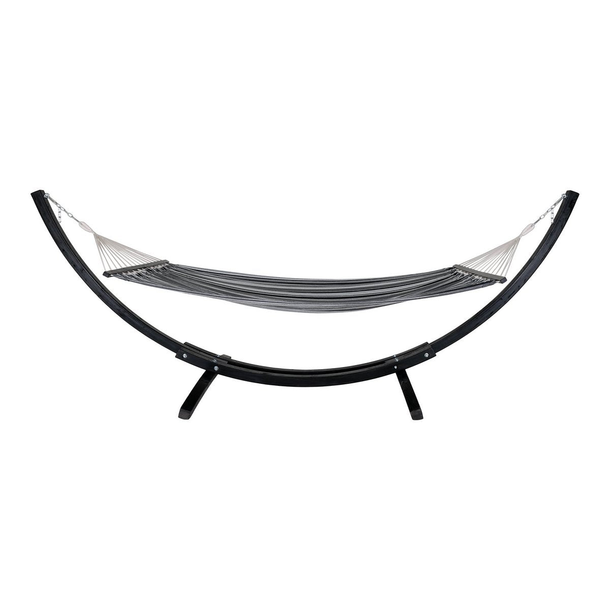 Larch Wood Hammock - Outdoor Polyester Cotton Blend, 320 cm - Gray & Black