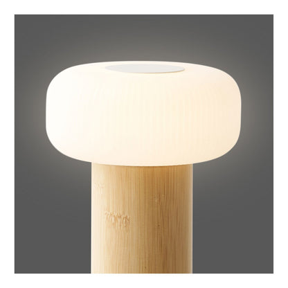 Stafford Table lamp, bamboo/metal/PE, rechargeable, natural, white
