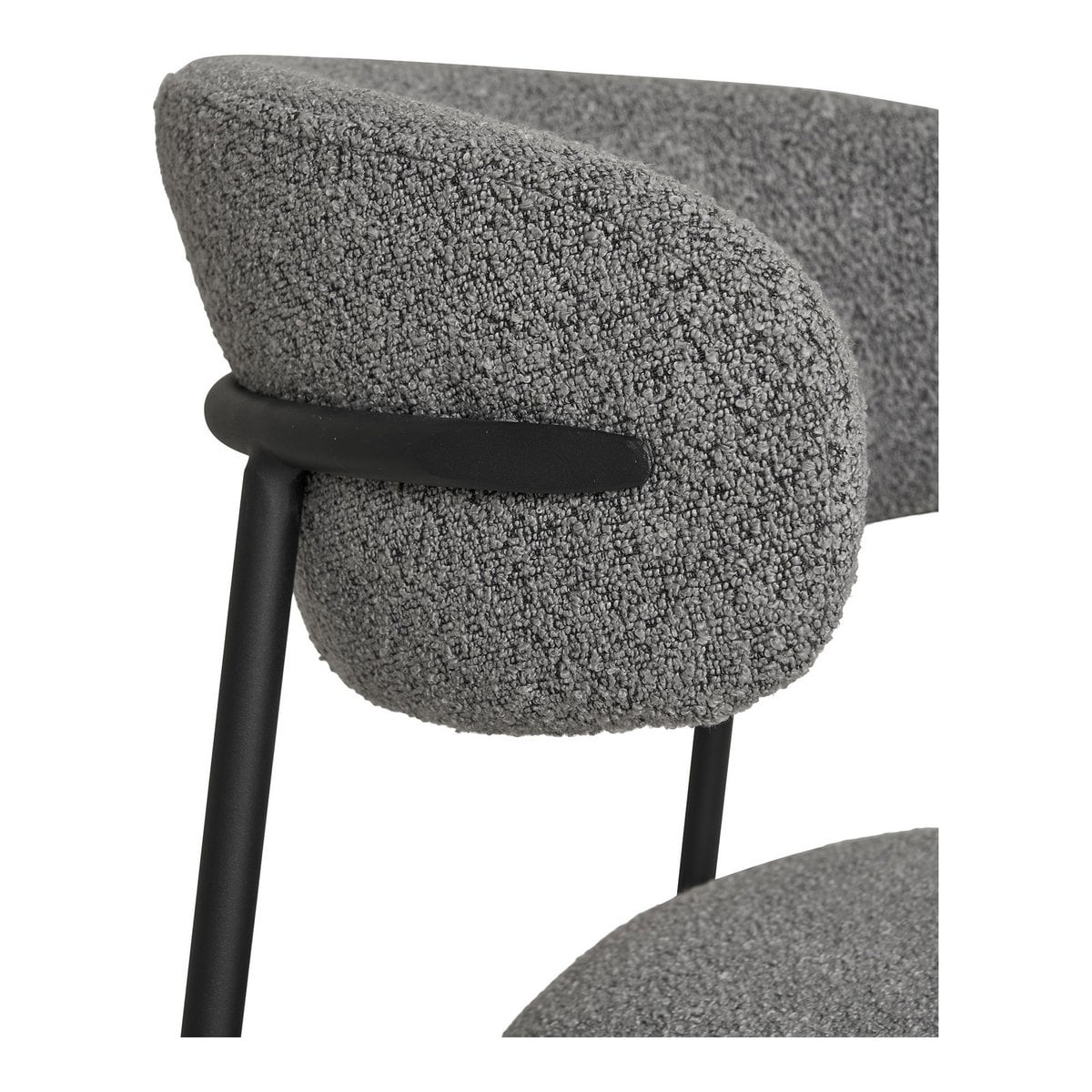 Bouclé Dining Chairs – Light Grey Modern Set of 2, 59cm Wide