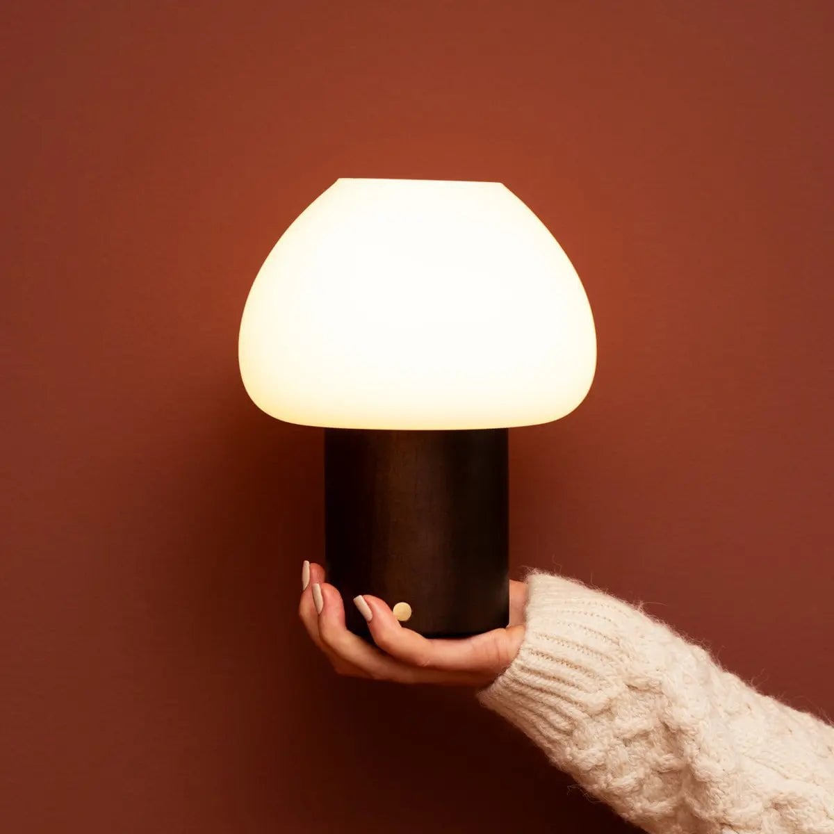 Dark Brown Wooden Table Lamp | Rechargeable & Dimmable