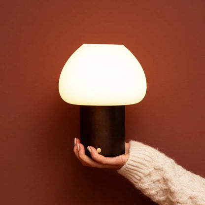 Dark Brown Wooden Table Lamp | Rechargeable & Dimmable