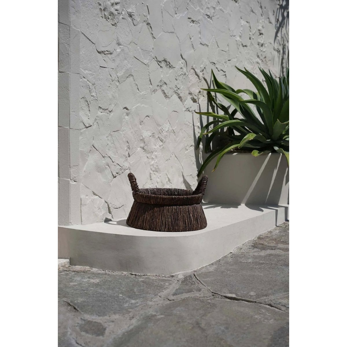 Banana Leaf Storage Basket – Handwoven Triangular Basket, Brown